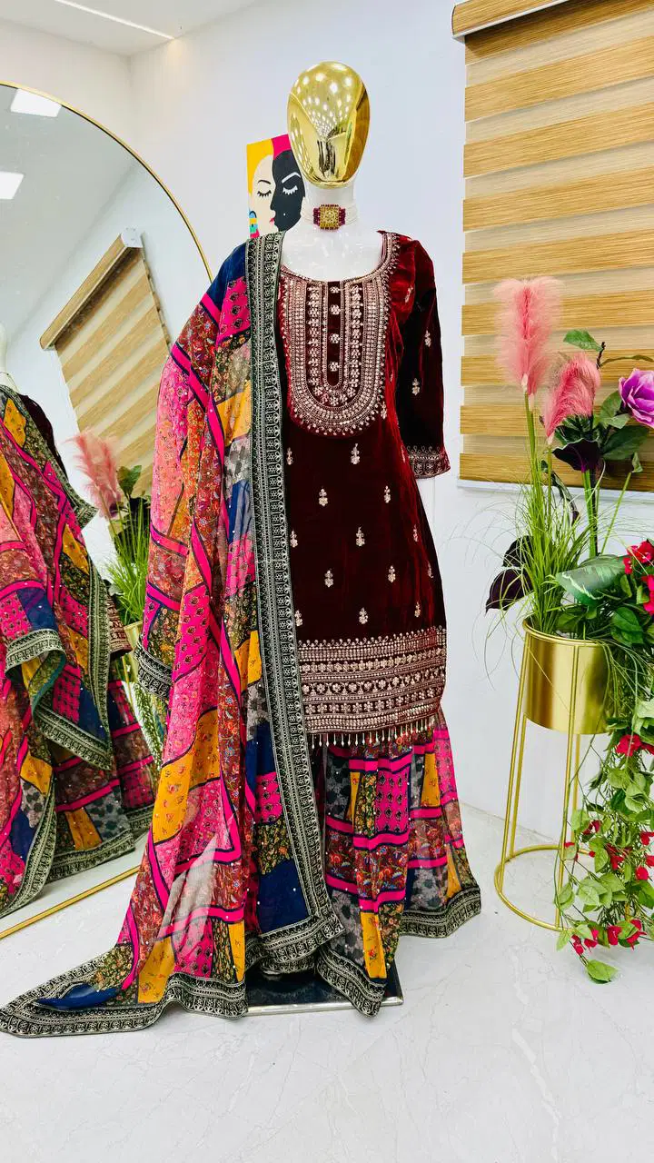 AK 9002 Velvet Embroidery Salwar Suits Wholesale Shop In Surat